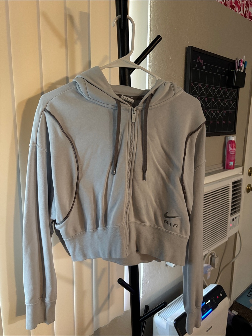 Nike Women’s Light Blue with Gray Lining Cropped Air Zip-Up Hoodie